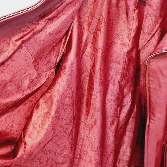 LANE Bryant Red 100% Pure Leather Jacket Size 26/28 - Picture 11 of 12
